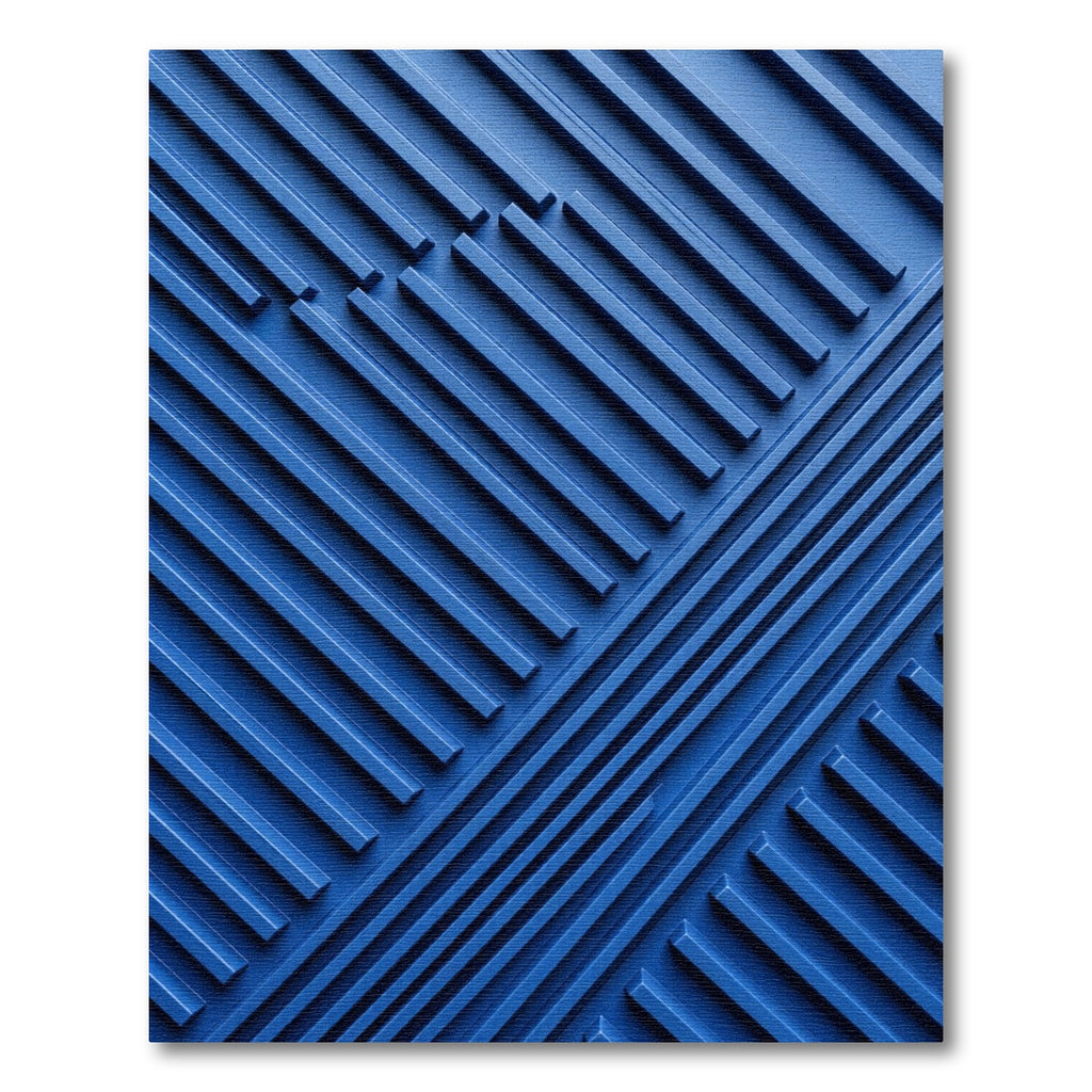 Modern Cobalt Blue Geometric Relief Rug