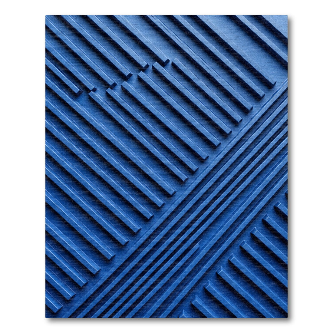 Modern Cobalt Blue Geometric Relief Rug