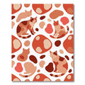 Whimsical Terracotta Abstract Cat Illustration Rug