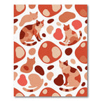 Whimsical Terracotta Abstract Cat Illustration Rug