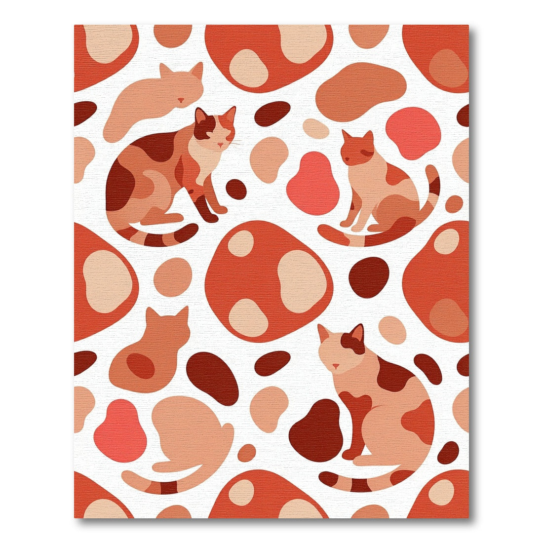 Whimsical Terracotta Abstract Cat Illustration Rug