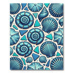 Coastal Blue Seashell Sea Glass Rug