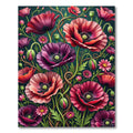 Vibrant Painted Poppy Floral Garden Rug