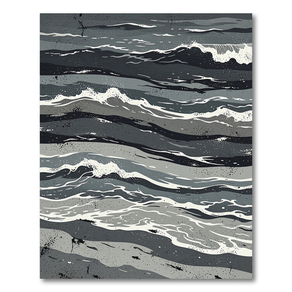 Monochromatic Abstract Ocean Waves Rug