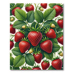 Lush Strawberry Botanical Garden Illustration Rug