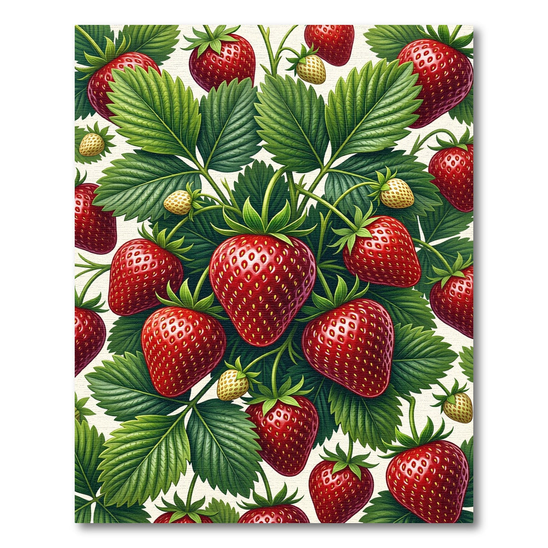Lush Strawberry Botanical Garden Illustration Rug