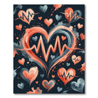Coral Blue Heartbeat Love Splash Rug