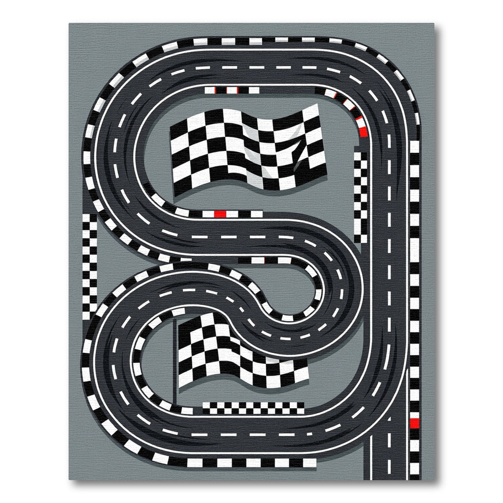 Monochrome Checkered Racing Track Circuit Rug