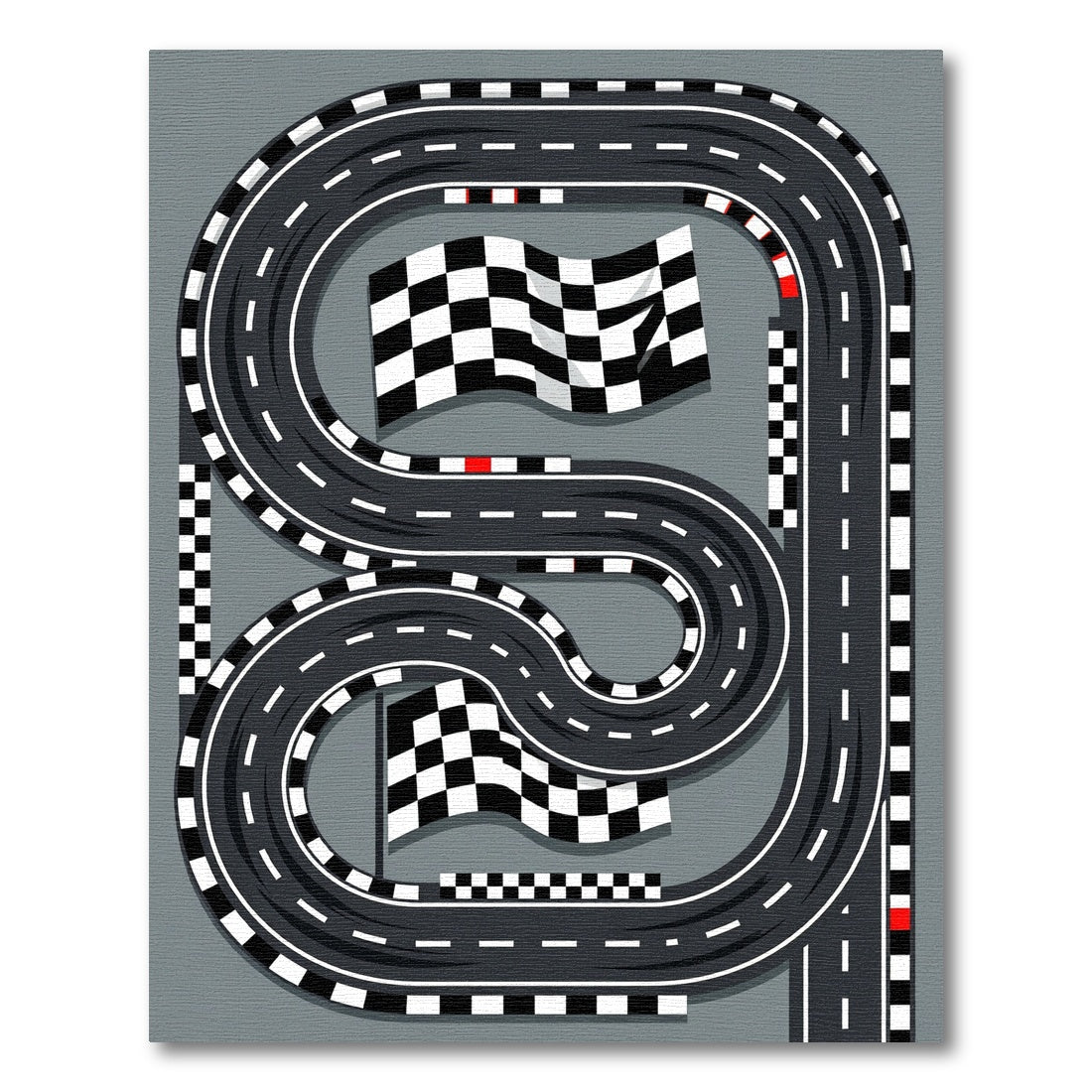 Monochrome Checkered Racing Track Circuit Rug