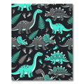 Turquoise Dinosaur Fern Botanical Illustration Rug