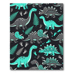 Turquoise Dinosaur Fern Botanical Illustration Rug