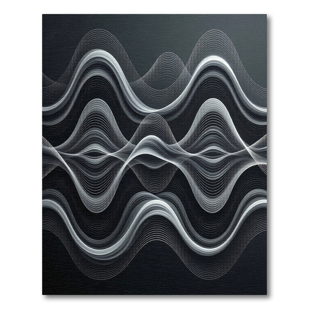 Monochromatic Layered Waveform Lines Rug