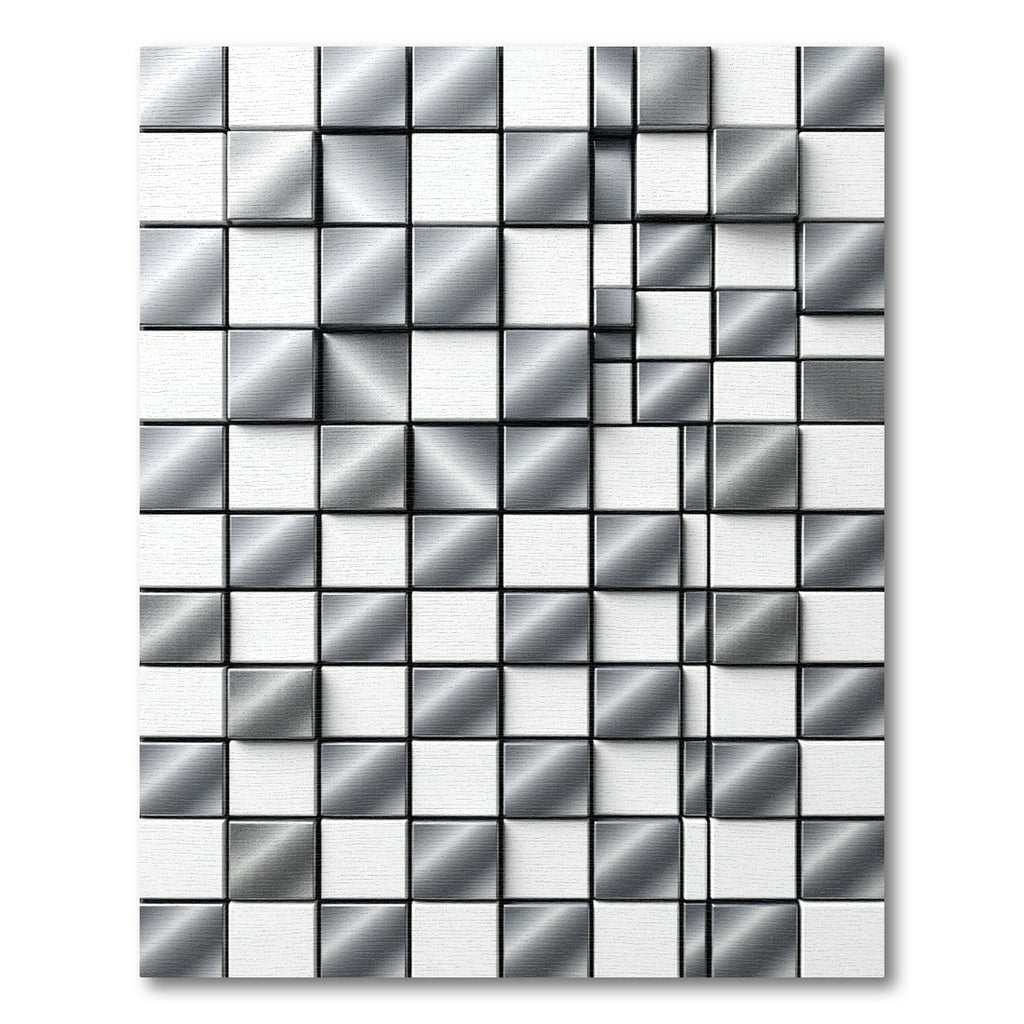 Silver Gray Metallic Cube Texture Rug