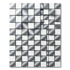 Silver Gray Metallic Cube Texture Rug