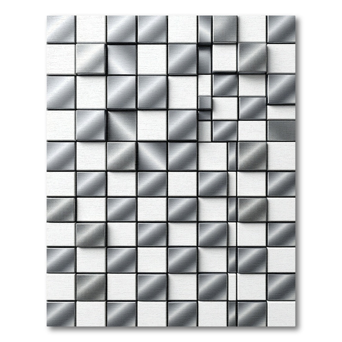 Silver Gray Metallic Cube Texture Rug
