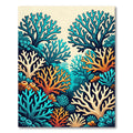 Vibrant Blue and Coral Reef Landscape Rug