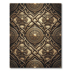 Ornate Gold Floral Lattice Medallion Rug
