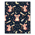 Whimsical Pink Mouse Stargazing Night Sky Rug