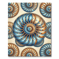 Celestial Golden Blue Nautilus Spiral Rug