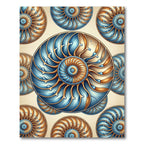 Celestial Golden Blue Nautilus Spiral Rug