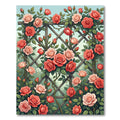 Romantic Red and Blush Rose Trellis Rug