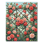 Romantic Red and Blush Rose Trellis Rug