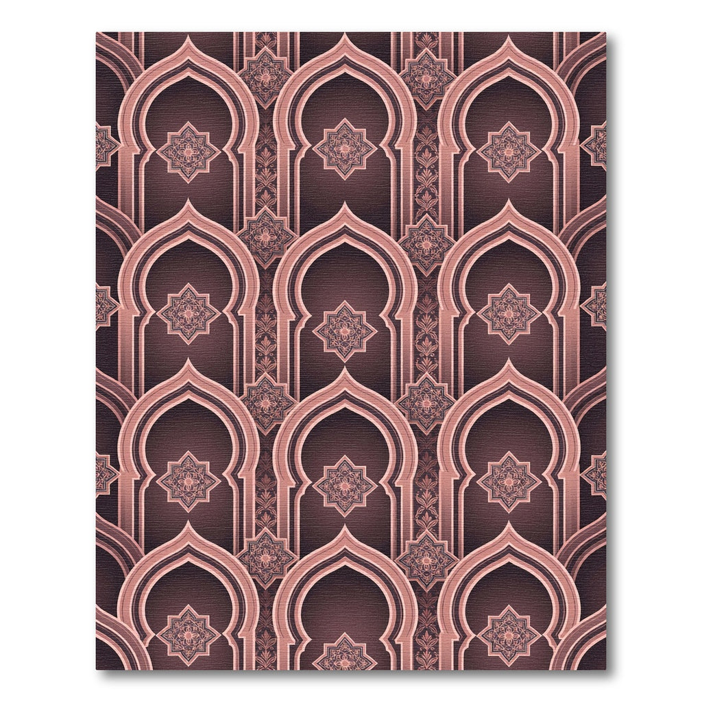 Muted Rose Arch Medallion Pattern Rug