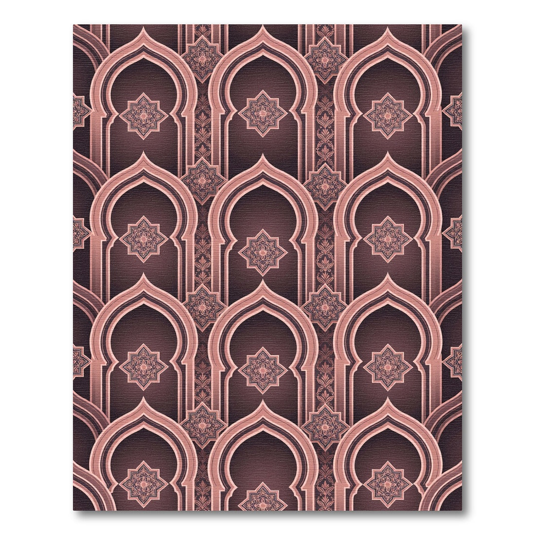 Muted Rose Arch Medallion Pattern Rug