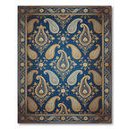 Ornate Navy Gold Paisley Flourish Rug