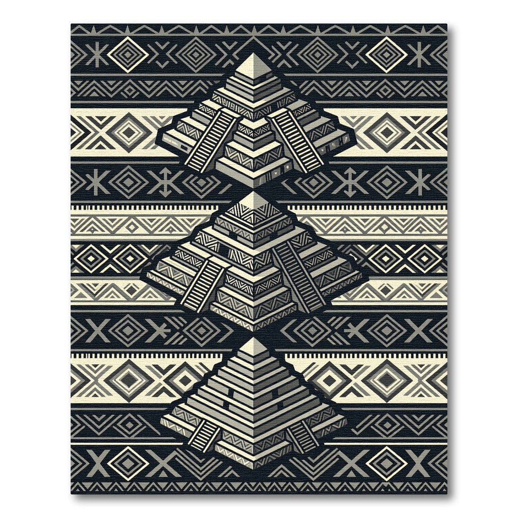 Monochromatic Aztec Pyramid Geometric Step Rug