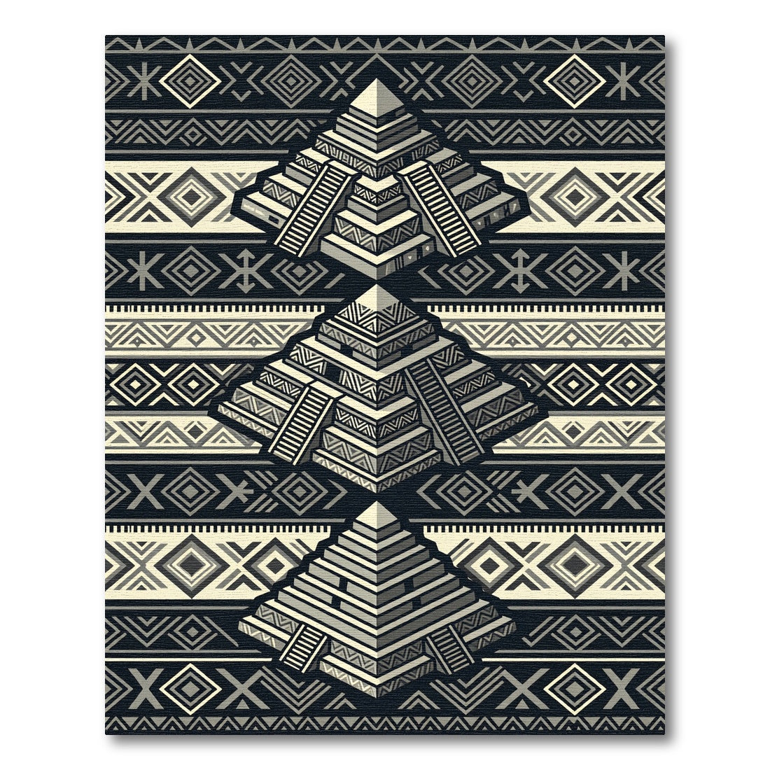 Monochromatic Aztec Pyramid Geometric Step Rug