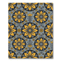 Retro Yellow Floral Medallion Rug