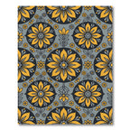 Retro Yellow Floral Medallion Rug