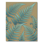 Lush Teal Fern Botanical Illustration Rug