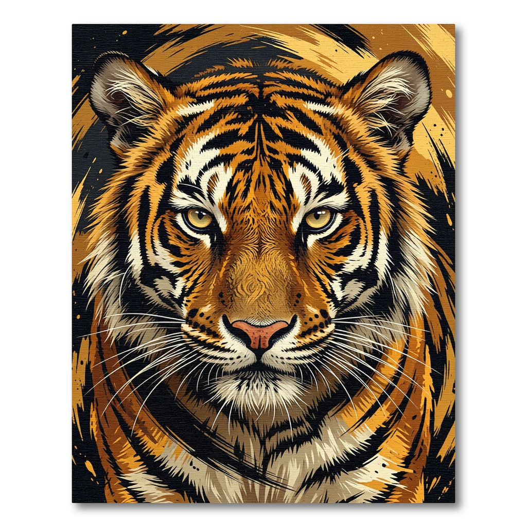 Bold Tiger Face Orange Black Rug