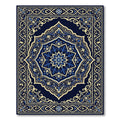 Majestic Blue Gold Medallion Floral Borders Rug