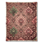 Vintage Dusty Rose and Sage Damask Rug