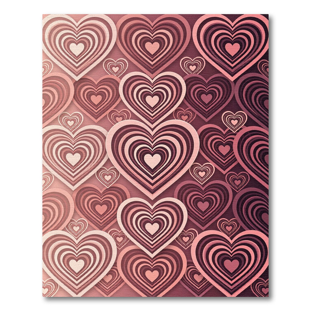 Pink Gradient Concentric Heart Pattern Rug