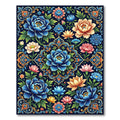 Vivid Blue Teal Floral Medallion Harmony Rug