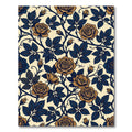 Gold Rose Navy Leaf Arrangement Rug