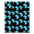 Cyan Geometric Isometric Cube Grid Rug