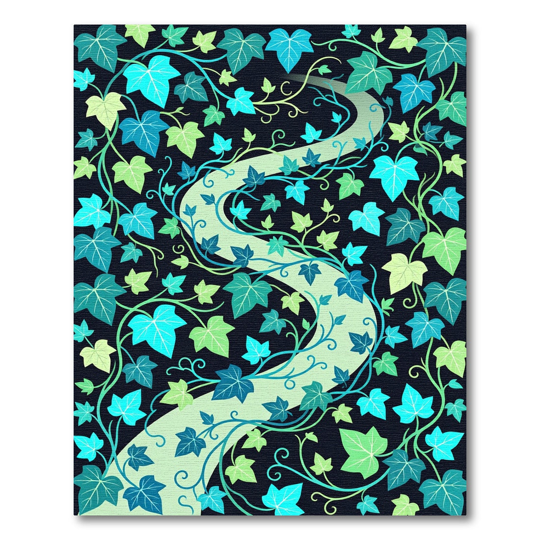 Lush Green Botanical Ivy Winding Path Rug
