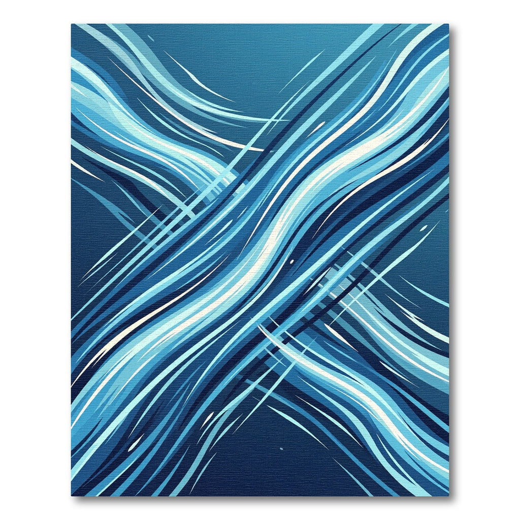 Deep Blue Abstract Flowing Lines Rug