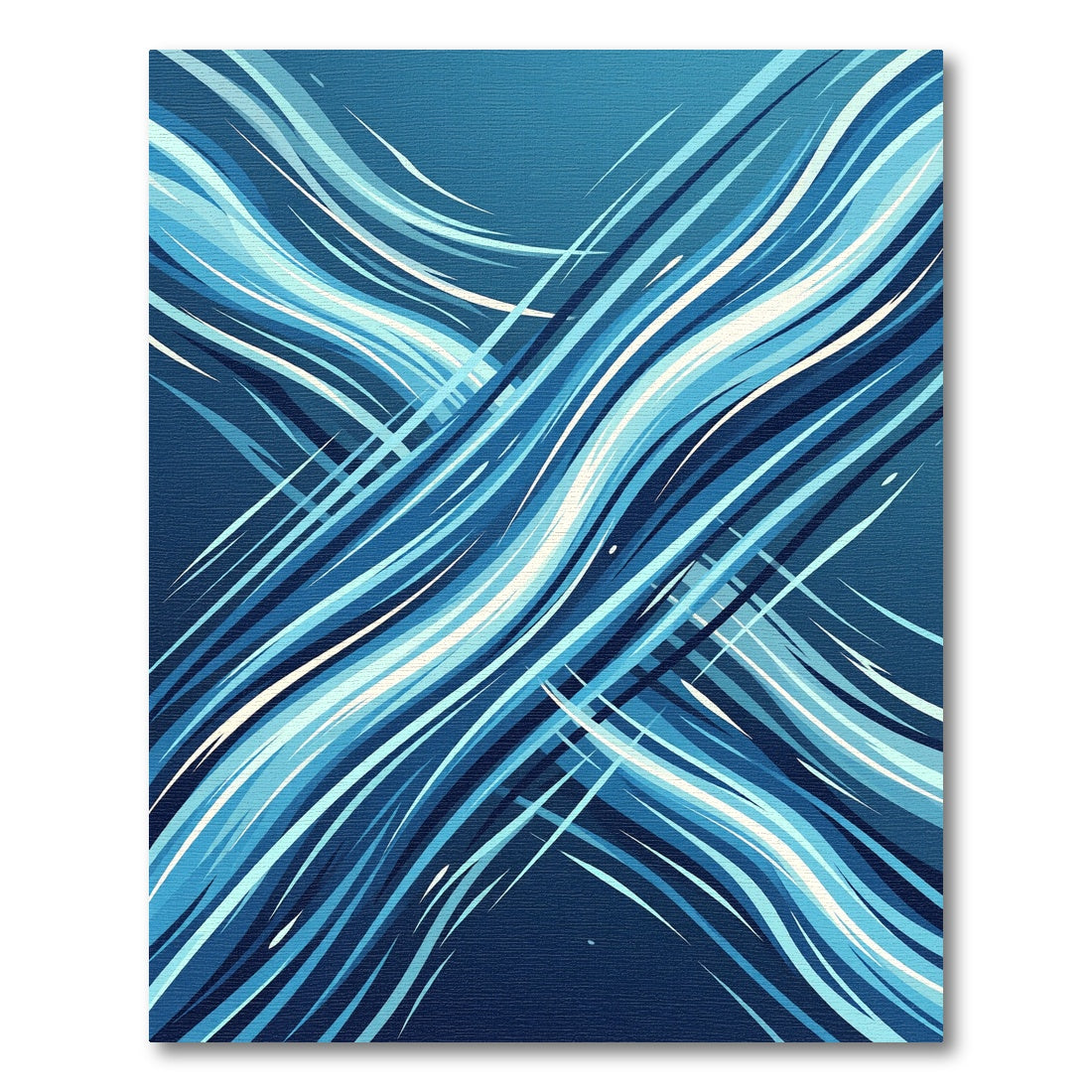 Deep Blue Abstract Flowing Lines Rug