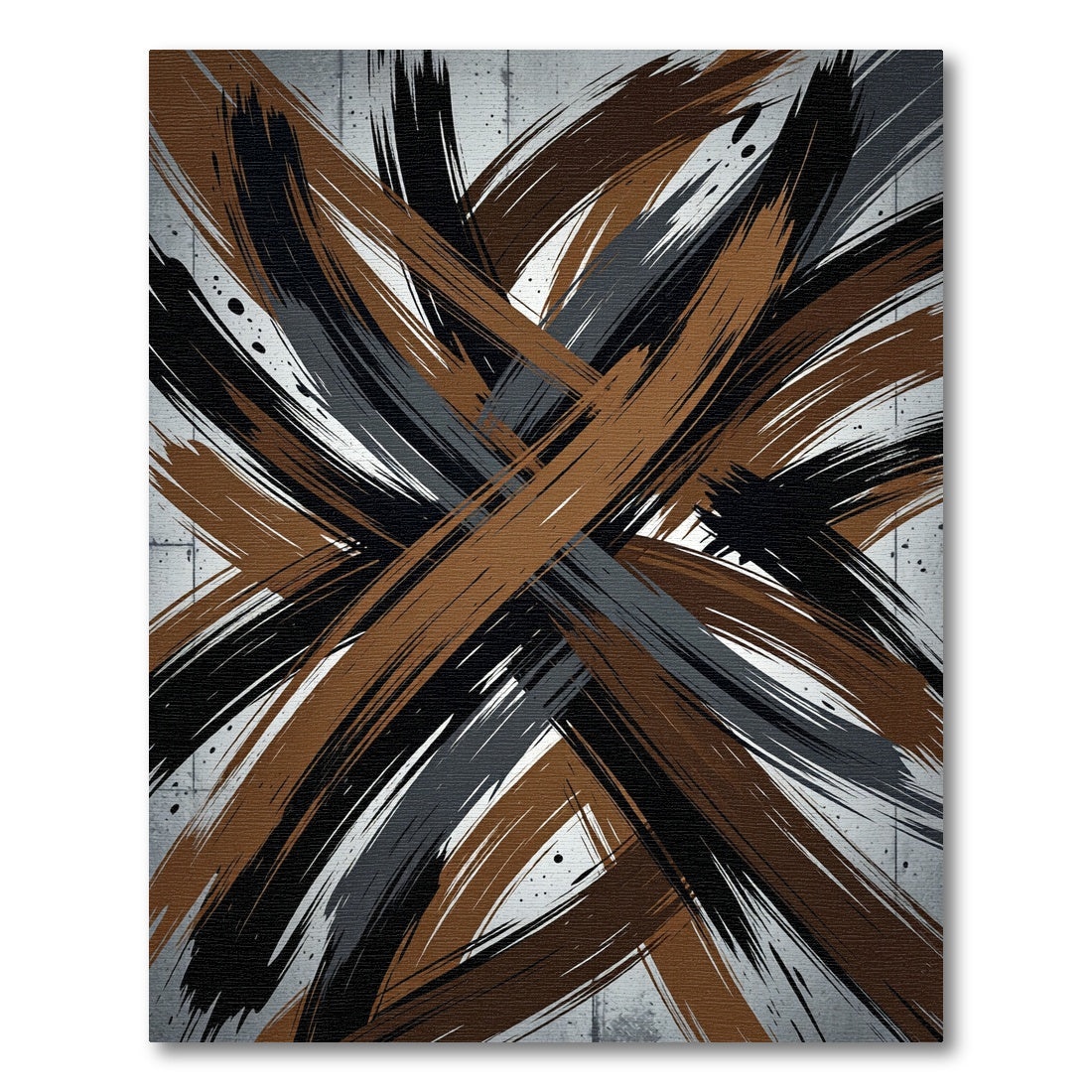 Modern Abstract Black and Brown Brushstroke Rug