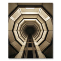 Sophisticated Cream Monochromatic Geometric Tunnel Rug