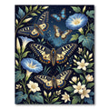 Celestial Blue Butterfly and Floral Garden Rug