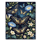 Celestial Blue Butterfly and Floral Garden Rug
