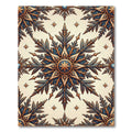 Celestial Golden Starburst Navy Medallion Rug