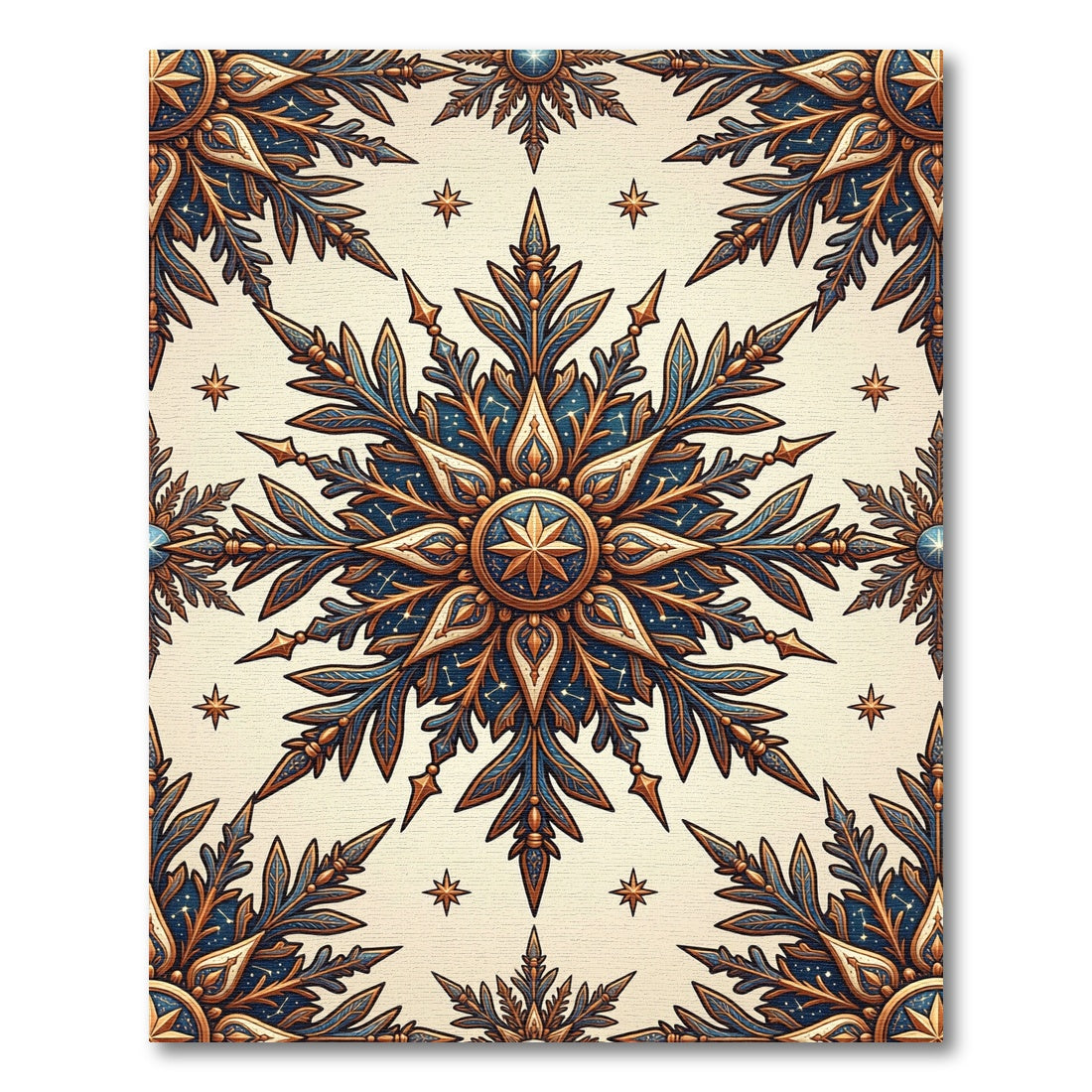 Celestial Golden Starburst Navy Medallion Rug